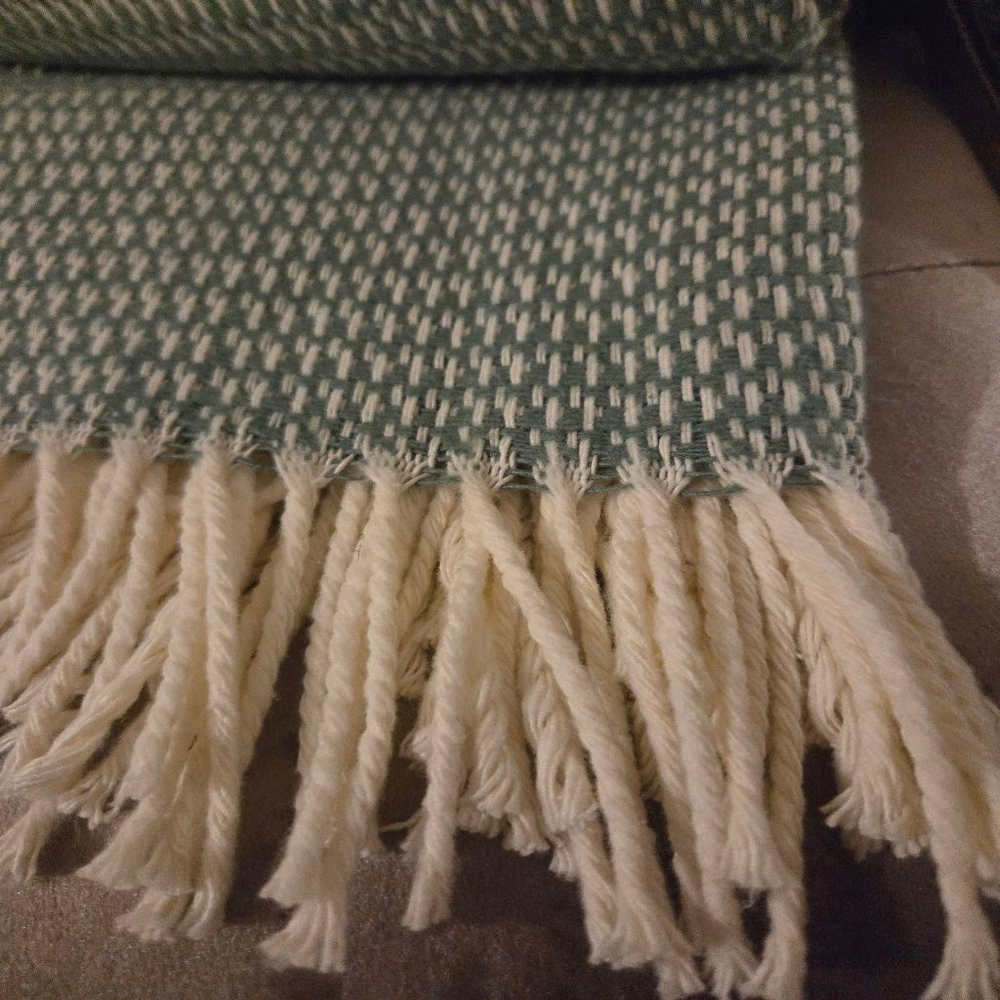 Docofil Green and White Patterned Throw Blanket - Picture 3 of 6